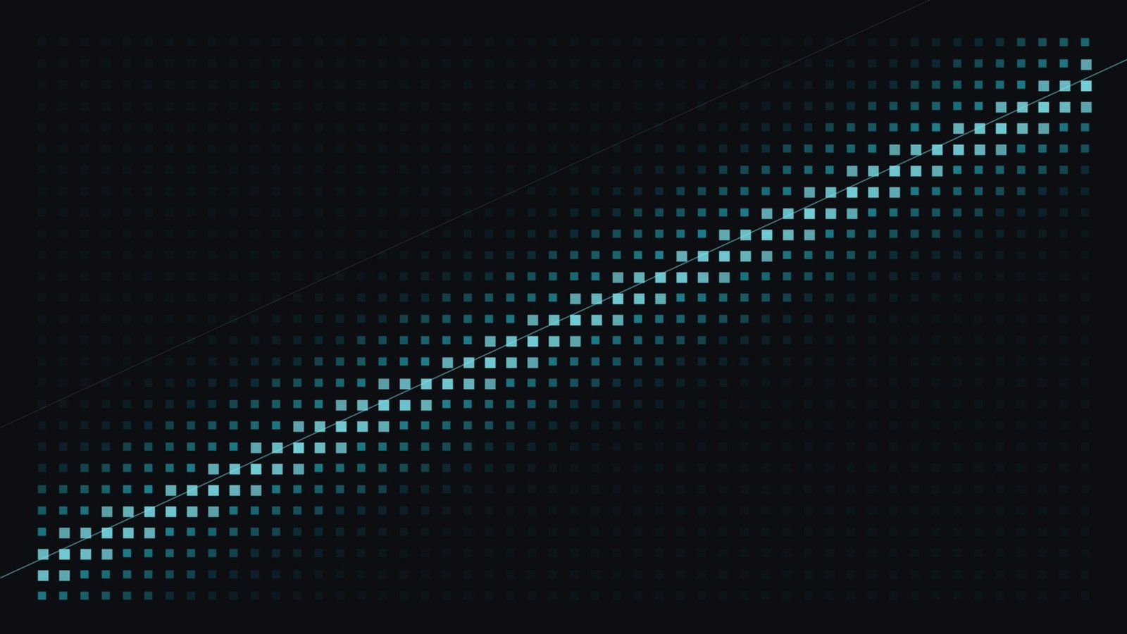 A dense matrix of small squares on a near-black field, brightening along a single diagonal band.